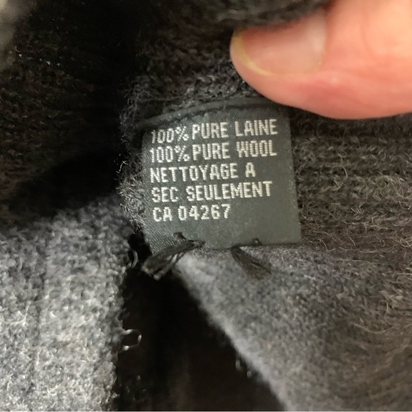 Vintage Wool Cardigan Jacket Sz 2XL Gray Fur Collar Removable Floral Embroidery - Picture 9 of 14